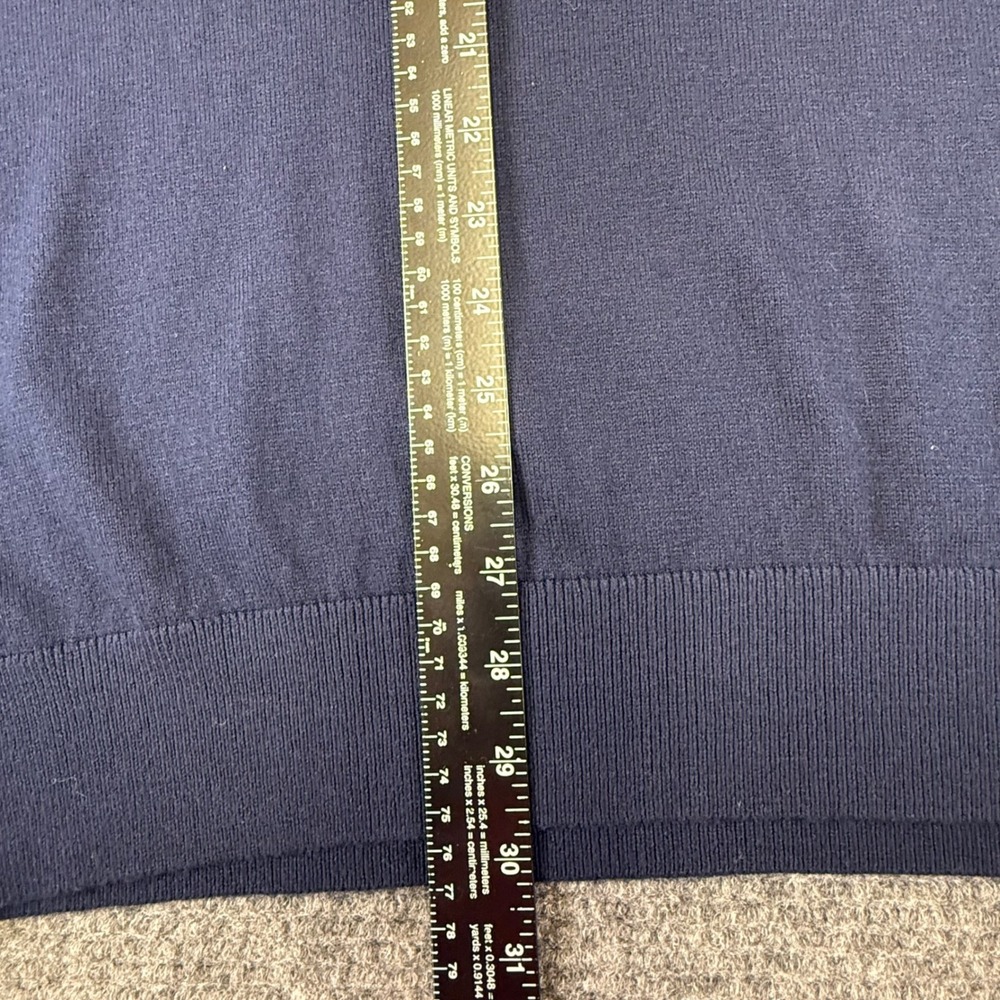 LLBean Mens Quarter Zip Sweater Navy Blue 95 Cotton 5 Cashmere‎ XXL REG  sporty - Picture 13 of 16